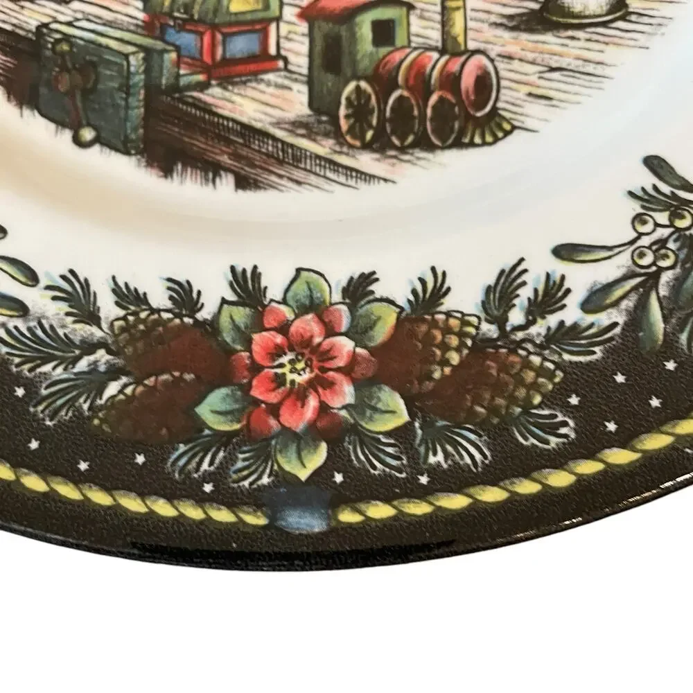 Royal Stafford SANTA'S WORKSHOP 11in Dinner Plate Set of 4 Holiday Porcelain New